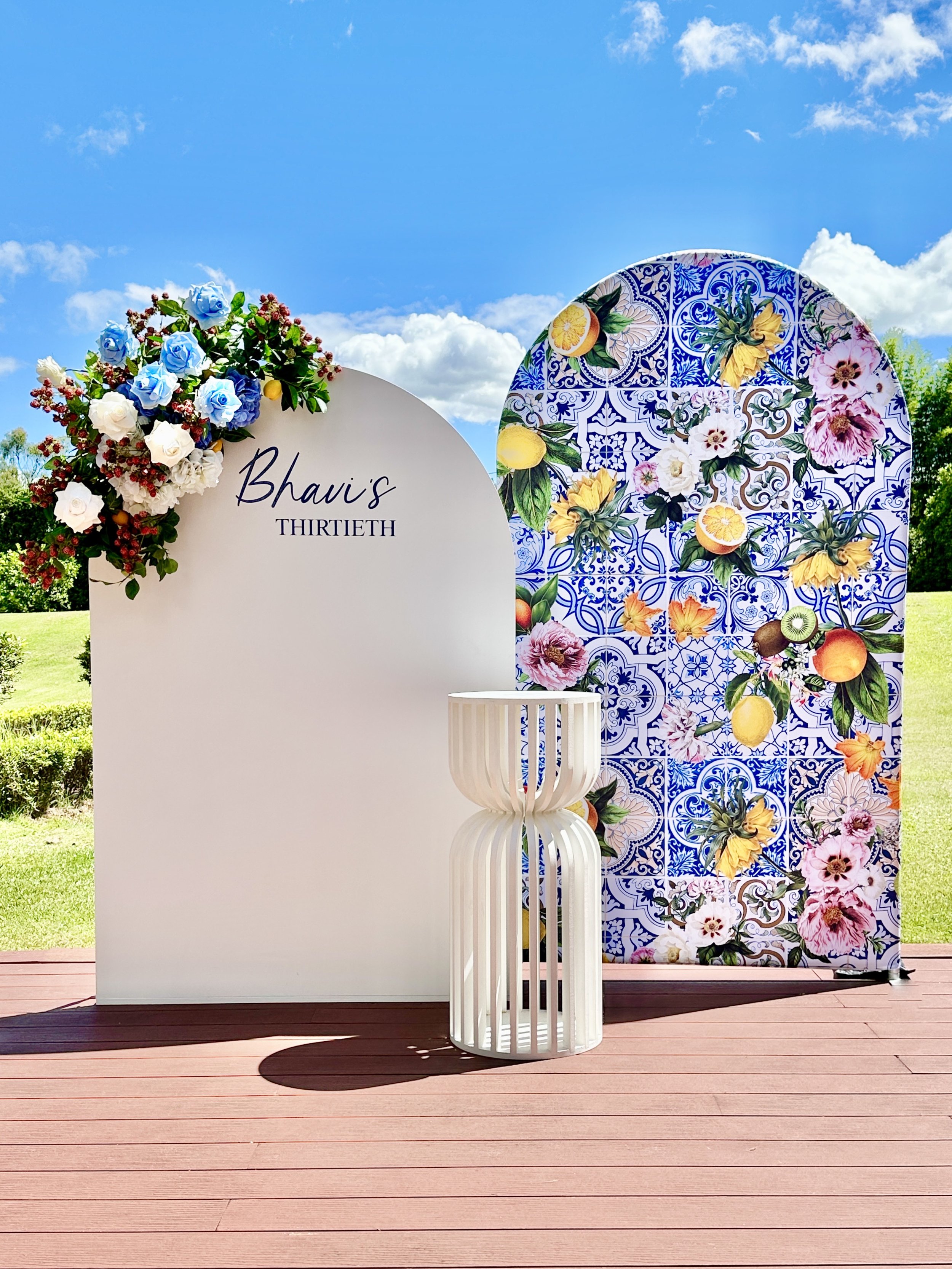 Positano themed birthday backdrops