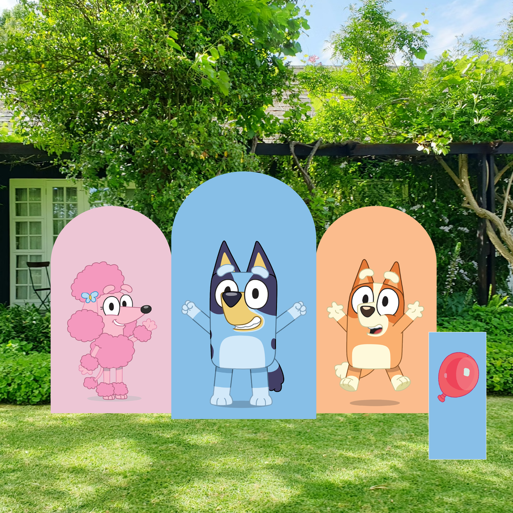 Bluey themed arch backdrops