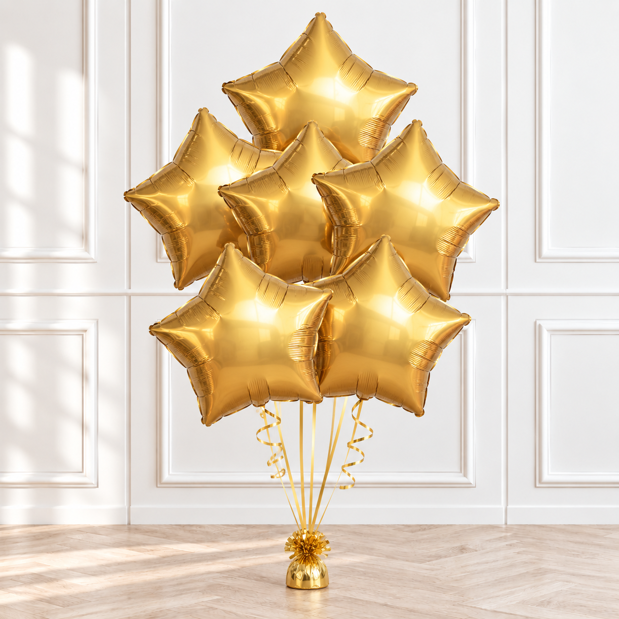 Gold star helium balloon bouquet for school formals, birthday celebrations and events in Brisbane