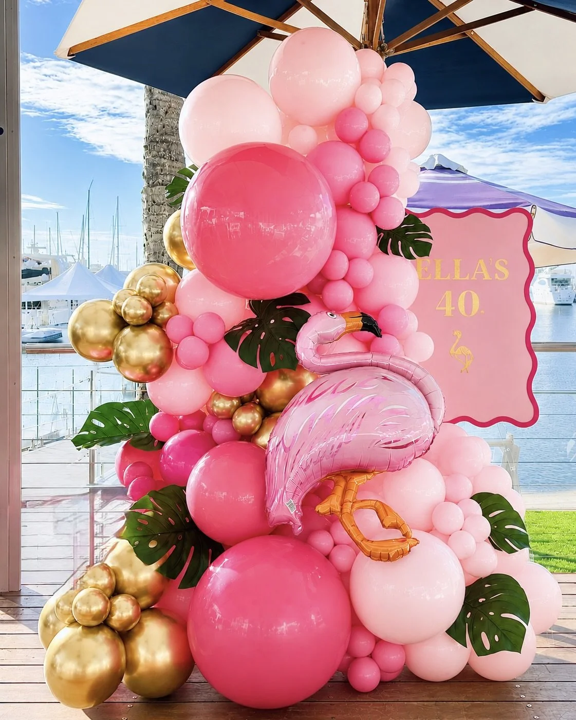 Flamingo Themed Balloon Easel, Southport Yacht Club on the Gold Coast.jpeg