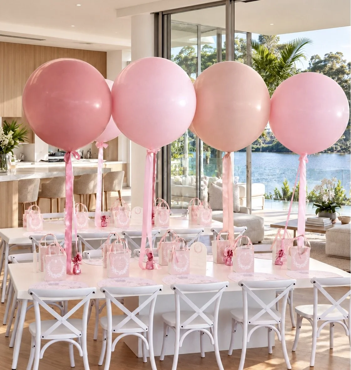 Helium jumbo balloons for a kids party styling on the Gold Coast