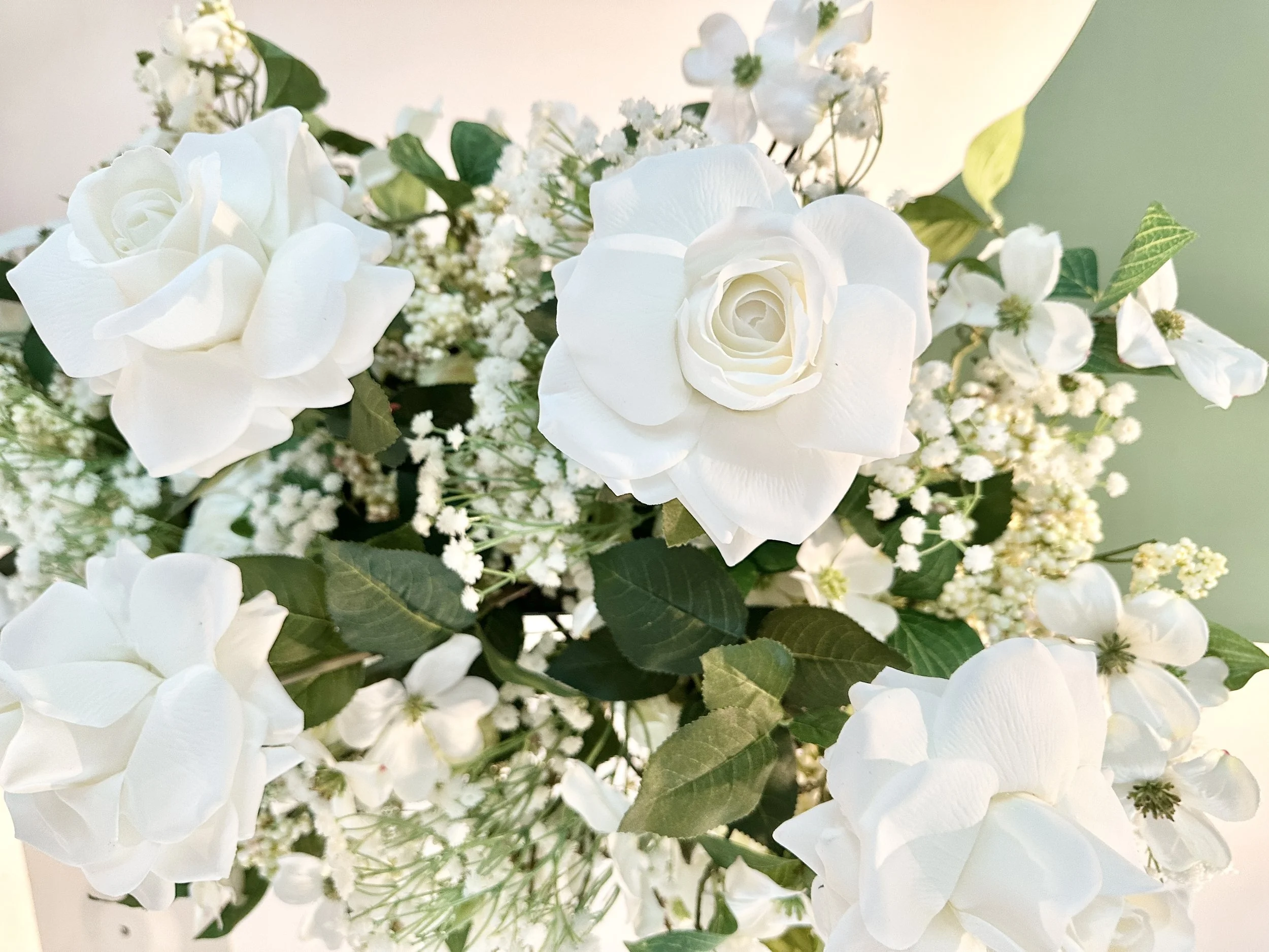 White rose backdrop flowers