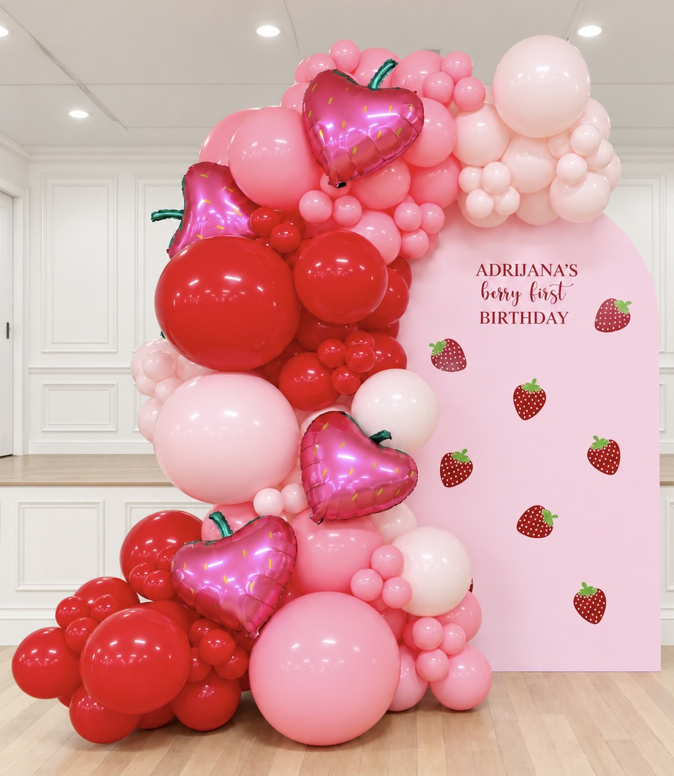 Strawberry Birthday - Berry First Birthday - Balloon Arch - Kids Party Styling - Print Candy.jpg
