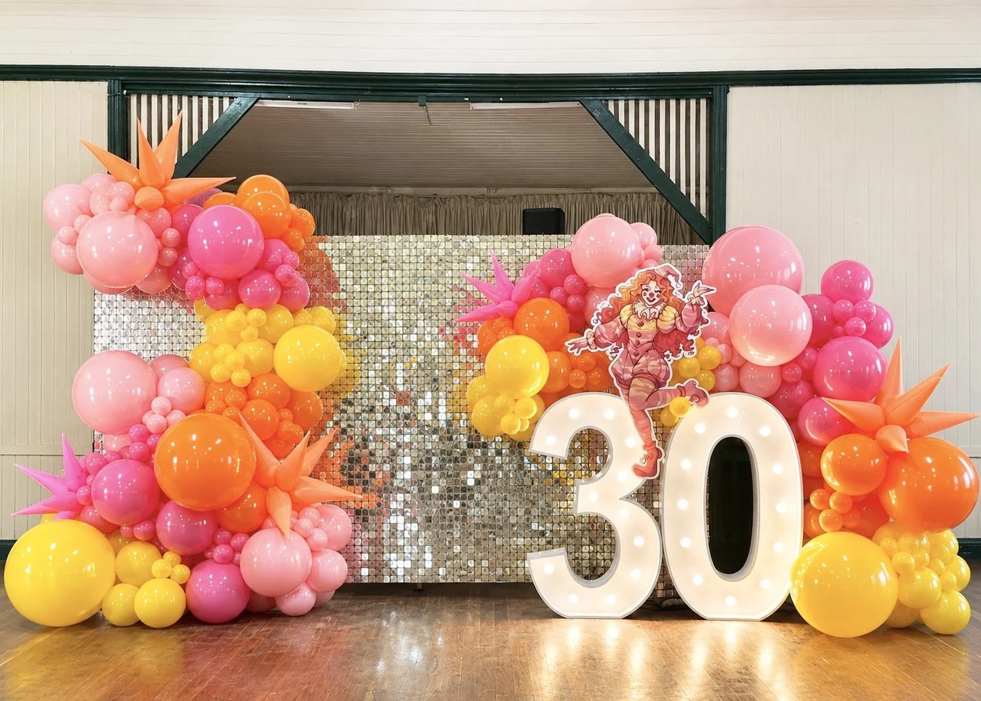 Clown Theme - 30th Birthday - Balloon Wall - Light Up Numbers - Print Candy.jpeg
