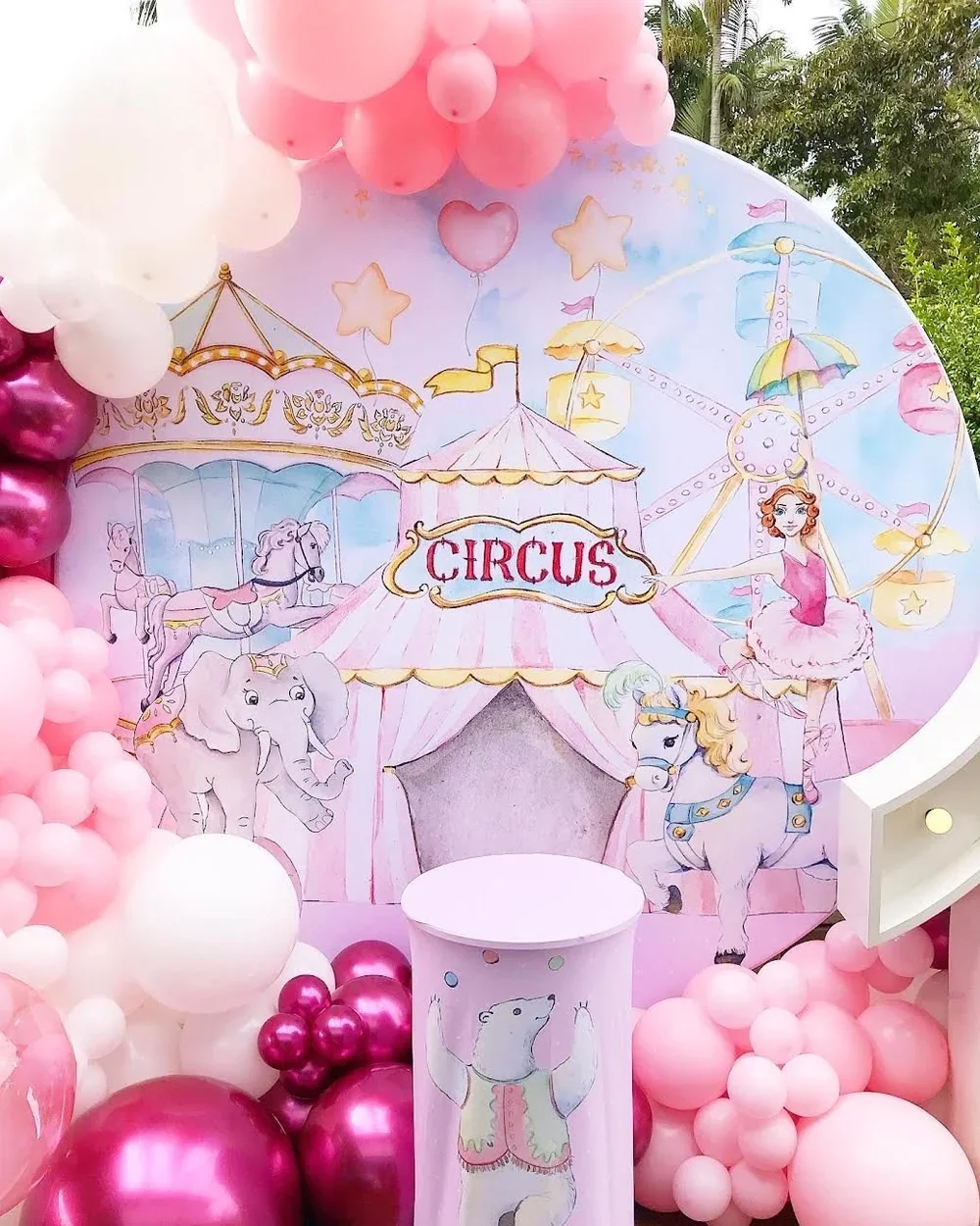 Pastel pink circus backdrop