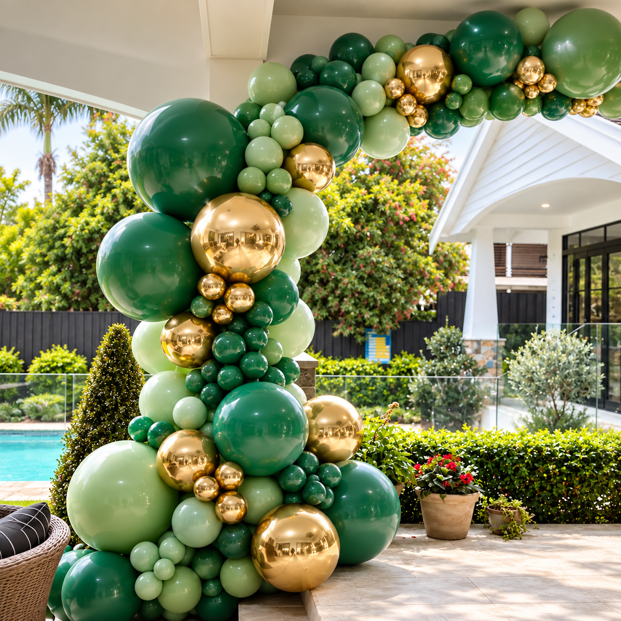Emerald and Gold Balloon Garden Arch.png