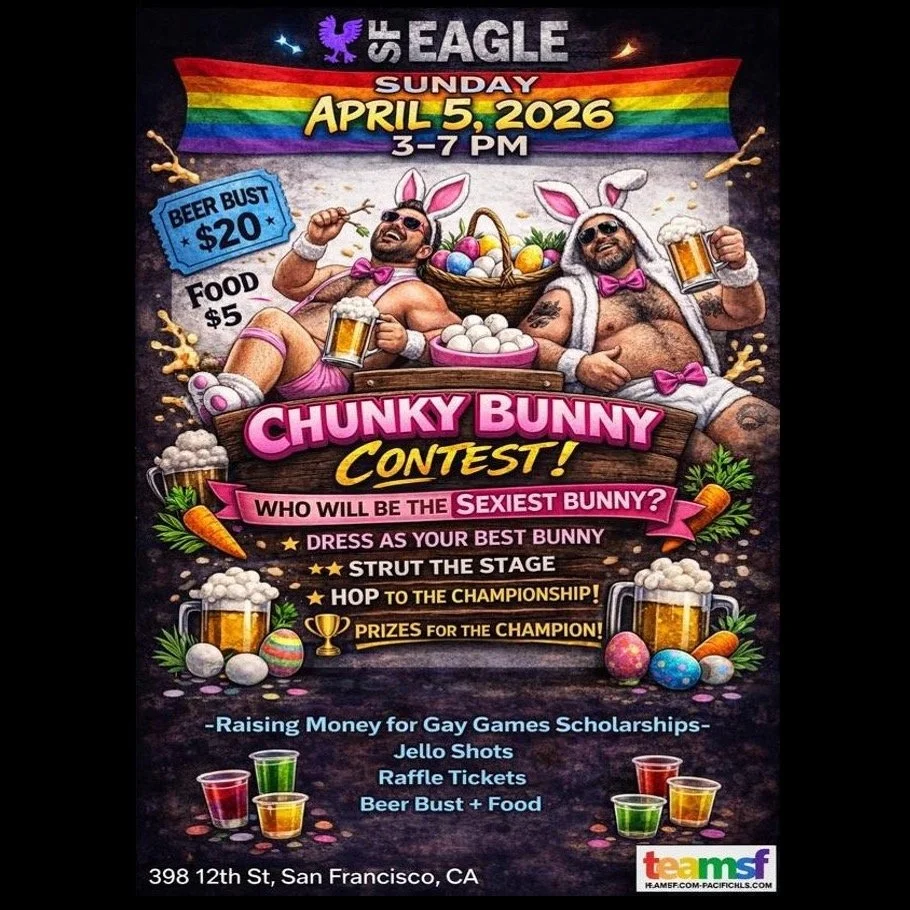 Come join us this Sunday at The Eagle from 3-7pm! There will be beer, jello shots, raffle, food, and our first ever Chunky Bunny contest.