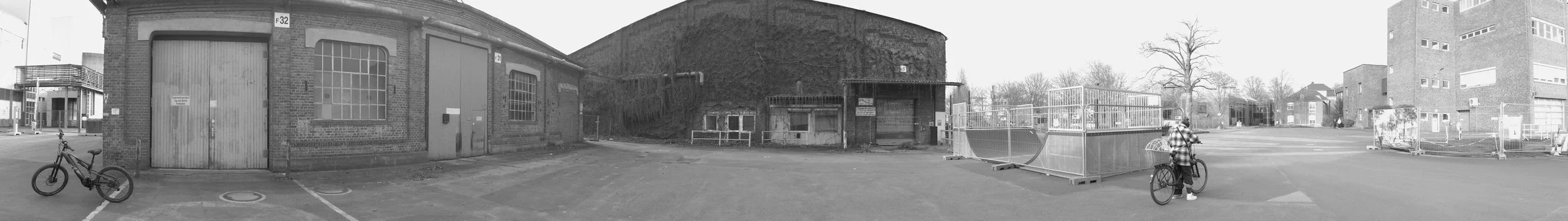 Industrial buildings at the former Zanders paper mill site in Bergisch Gladbach