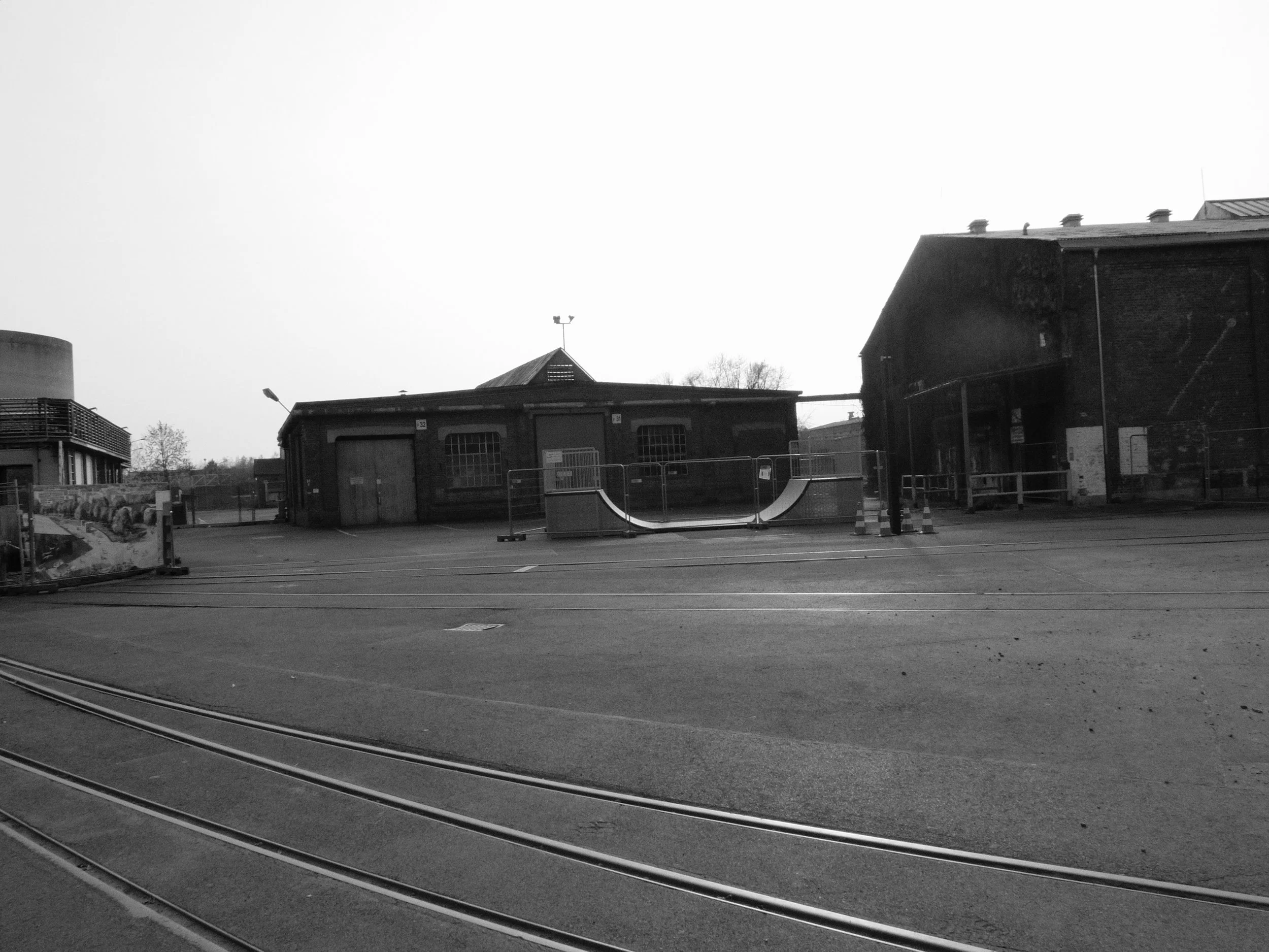 Industrial buildings at the former Zanders paper mill site in Bergisch Gladbach