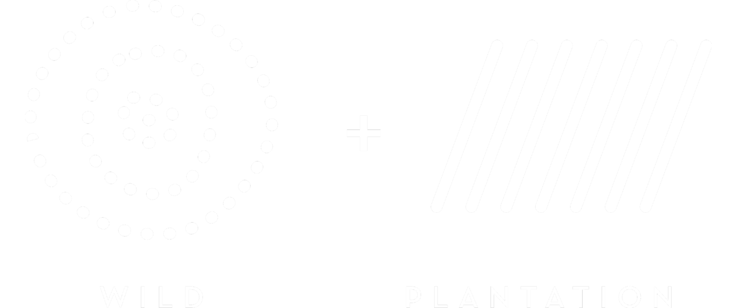 Graphic with a dotted circle labeled 'WILD' and diagonal lines labeled 'PLANTATION' on a black background.