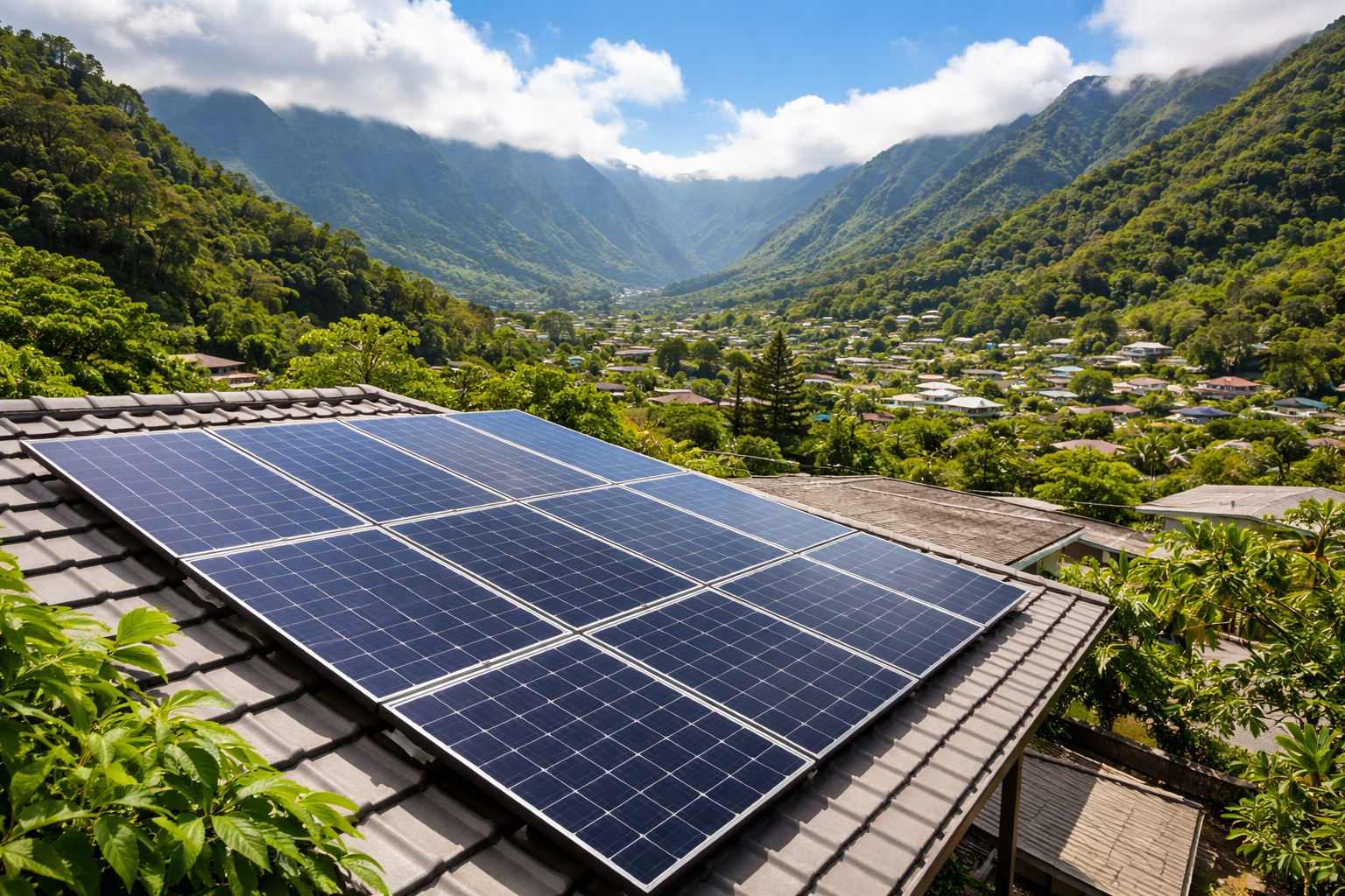 residential solar panels on roof in manoa honolulu hawaii with bird proofing protection installed to stop pigeons and mynah birds