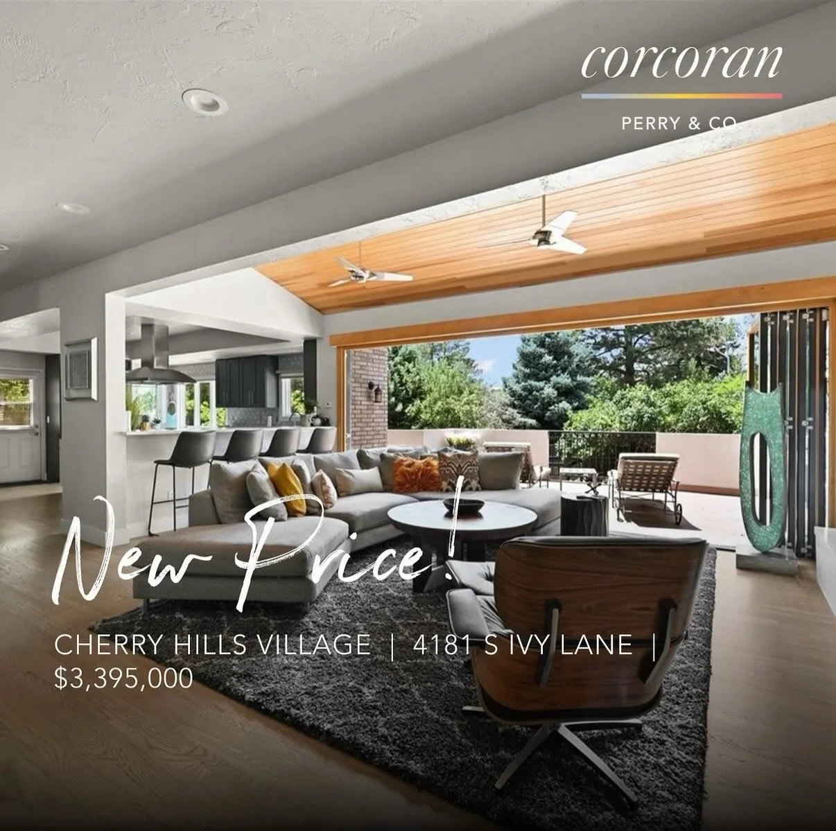 ✨New Price✨
Repriced to $3,395,000 | 4181 S Ivy Lane in Cherry Hills Village

This is the home you&rsquo;ve been waiting for:
&bull; Over 7,500 sq ft.
&bull; 6 Bed | 6 Bath 
&bull; Stunning backyard 
&bull; NanaWall that opens the entire back of the 