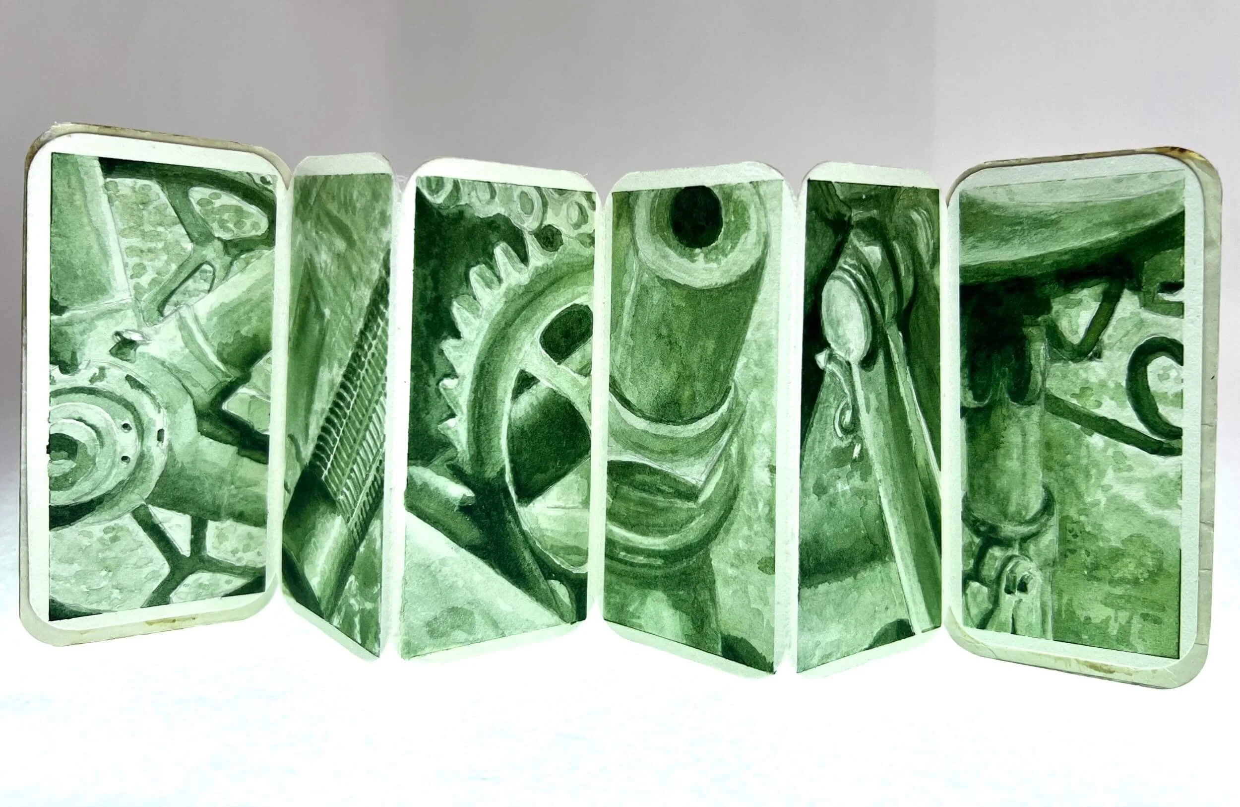 Bicycle 2022 ten-page concertina book ink on paper 11.6 cm x 7.1 cm inside view