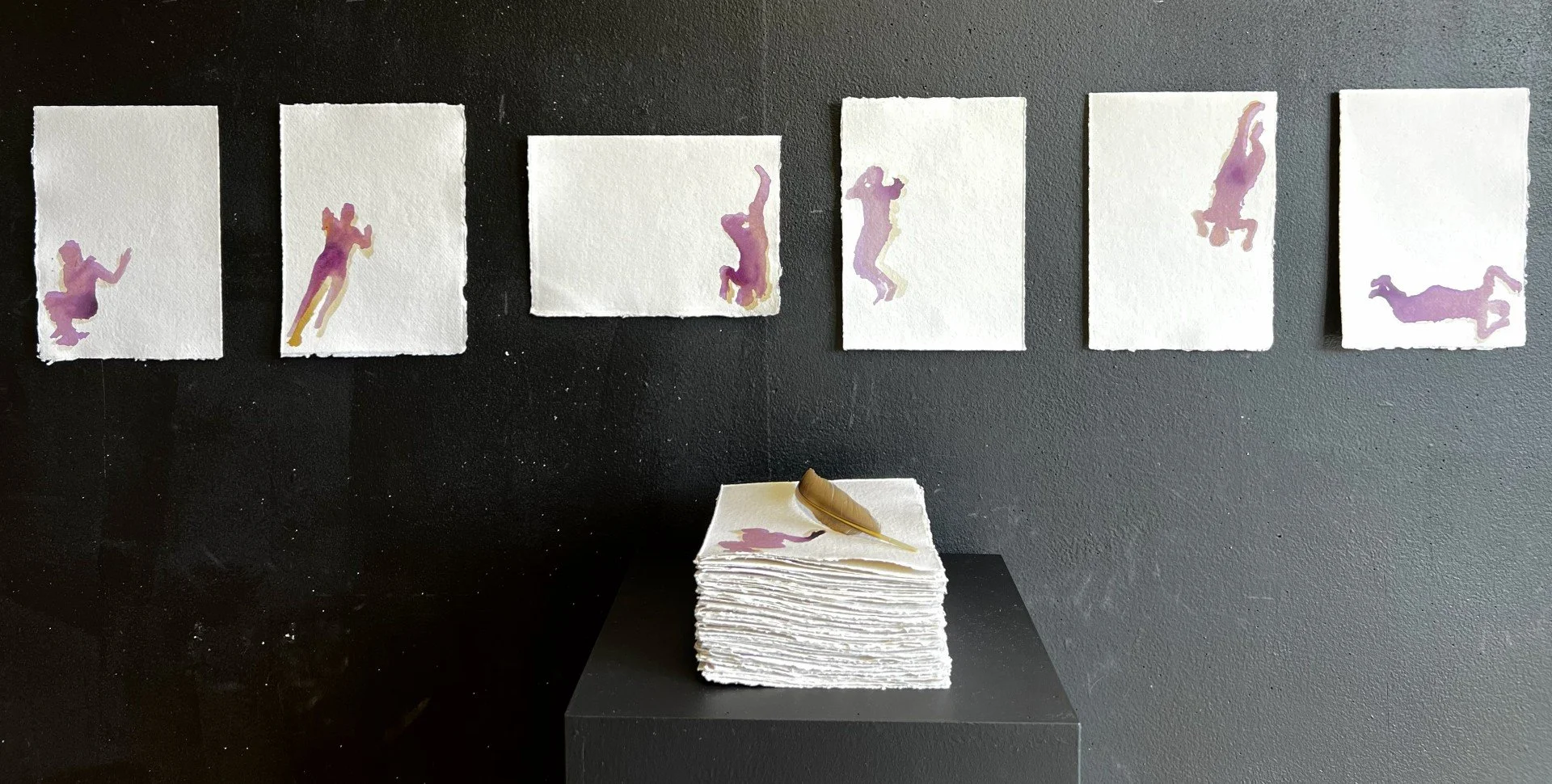 Gisèle is Lilith  2024  Each drawing is 21 x 24 cm  Ink and potassium permanganate on paper, feather  83 drawing  