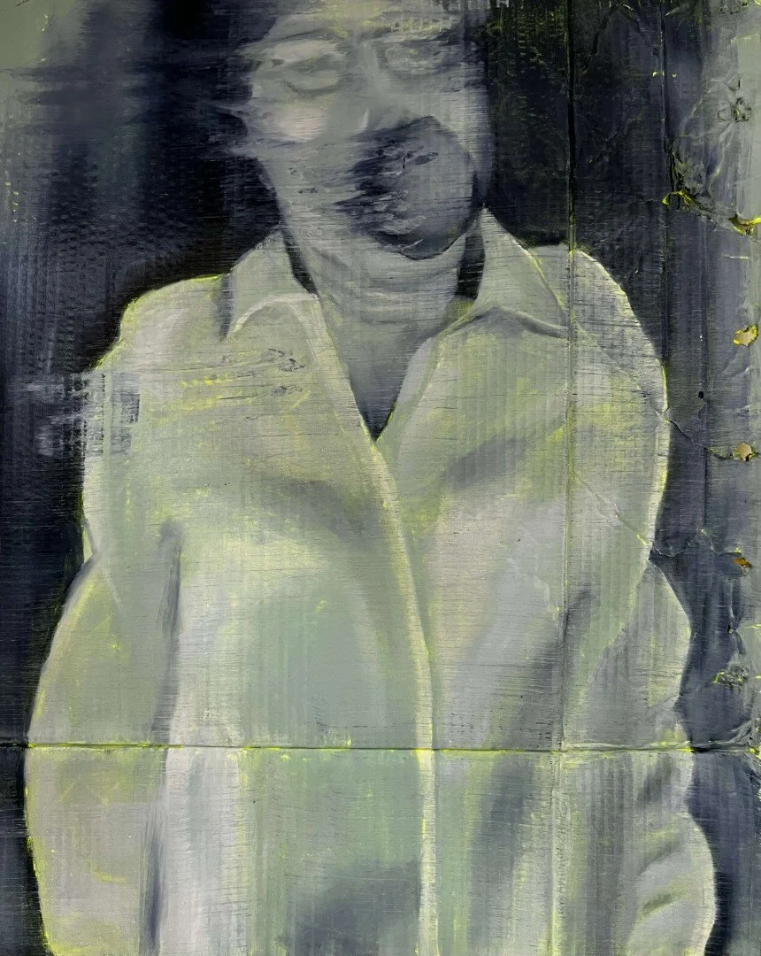 Untitled   2025  Oil and acrylic on repurposed cardboard  78 x 60 cm