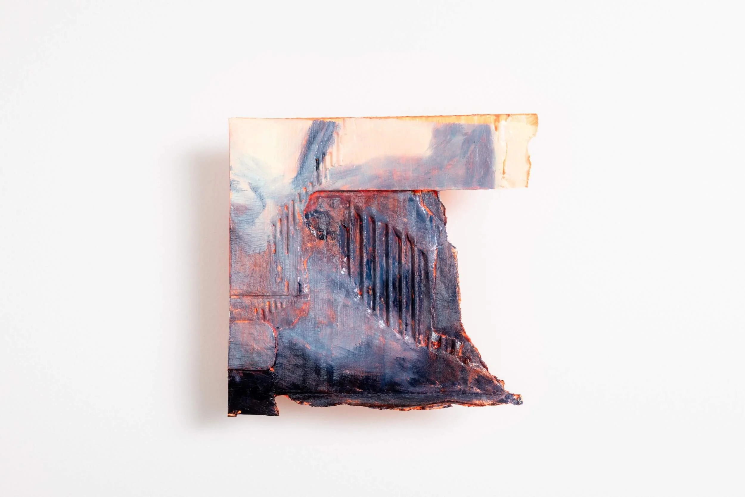 Float  2026  Oil and acrylic on repurposed cardboard  