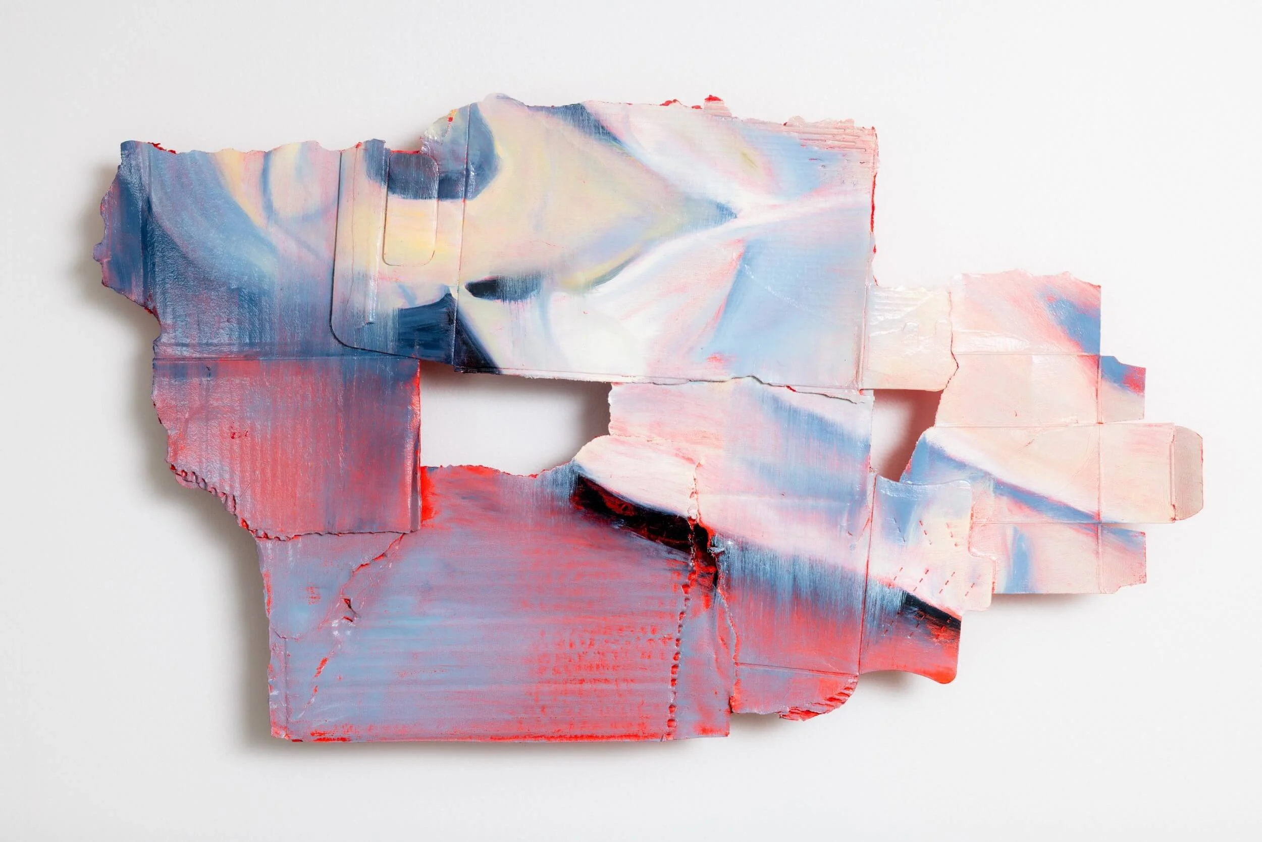 Fragmented  2025  Oil and acrylic on repurposed cardboard  