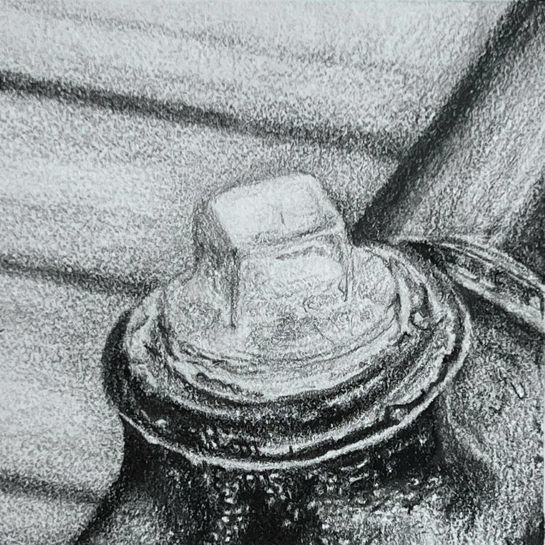 Water Pipe  2022  Graphite on paper  8 x 8 cm