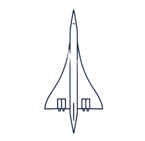 Concorde supersonic jet symbol representing France and international travel