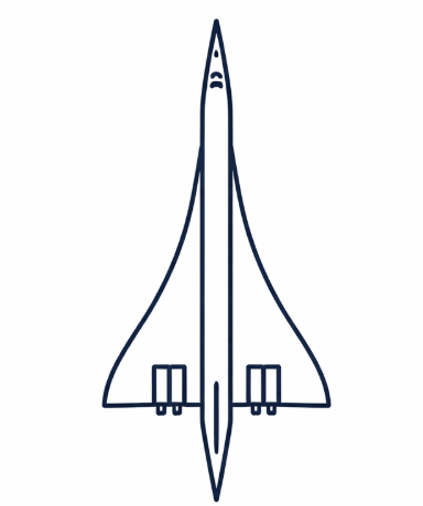 Concorde supersonic jet symbol representing France and international travel