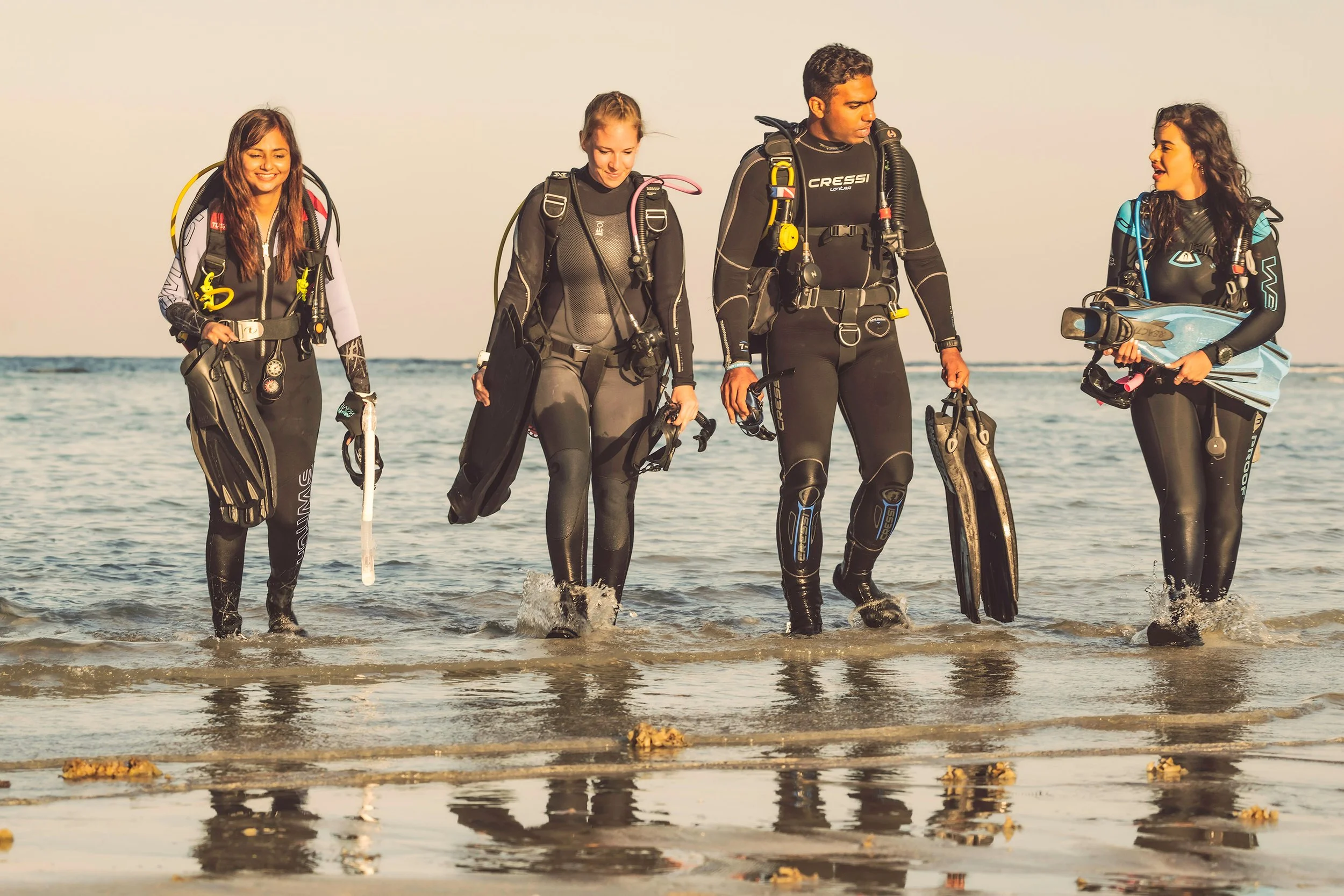 dive instructor supervising divers in Amed Bali