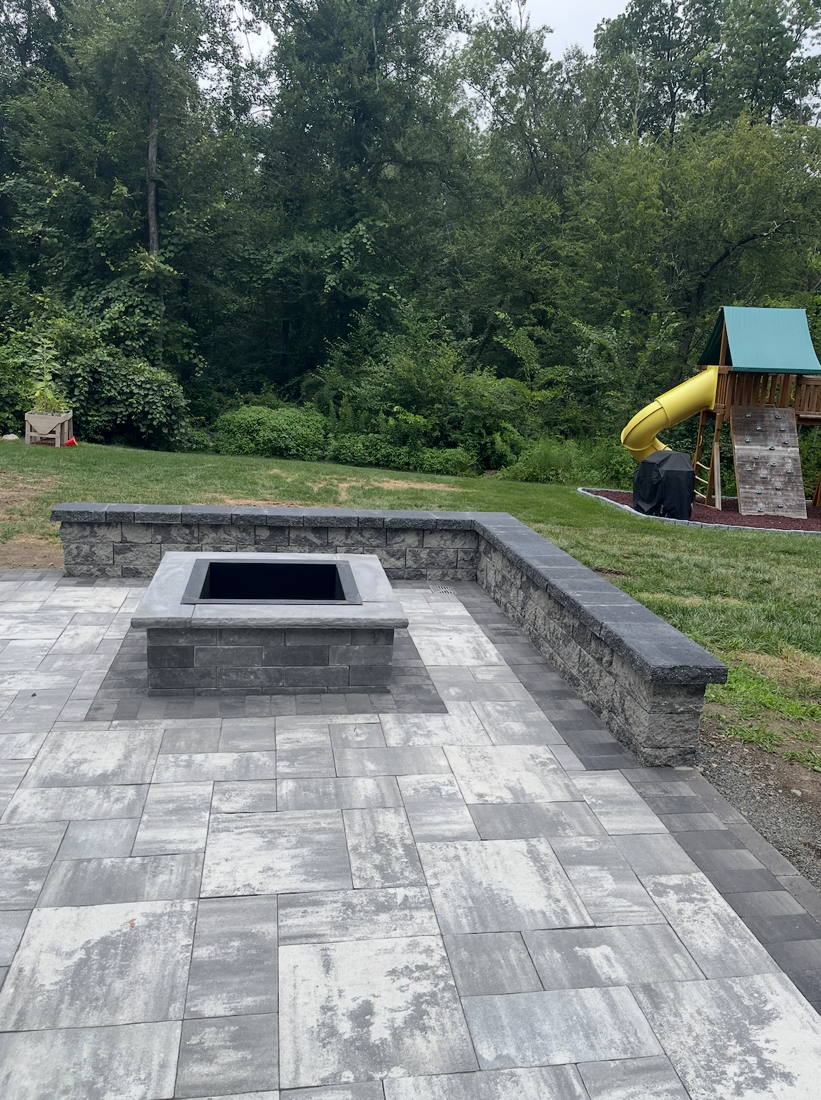 Seating area and fire pit are both made with blocks