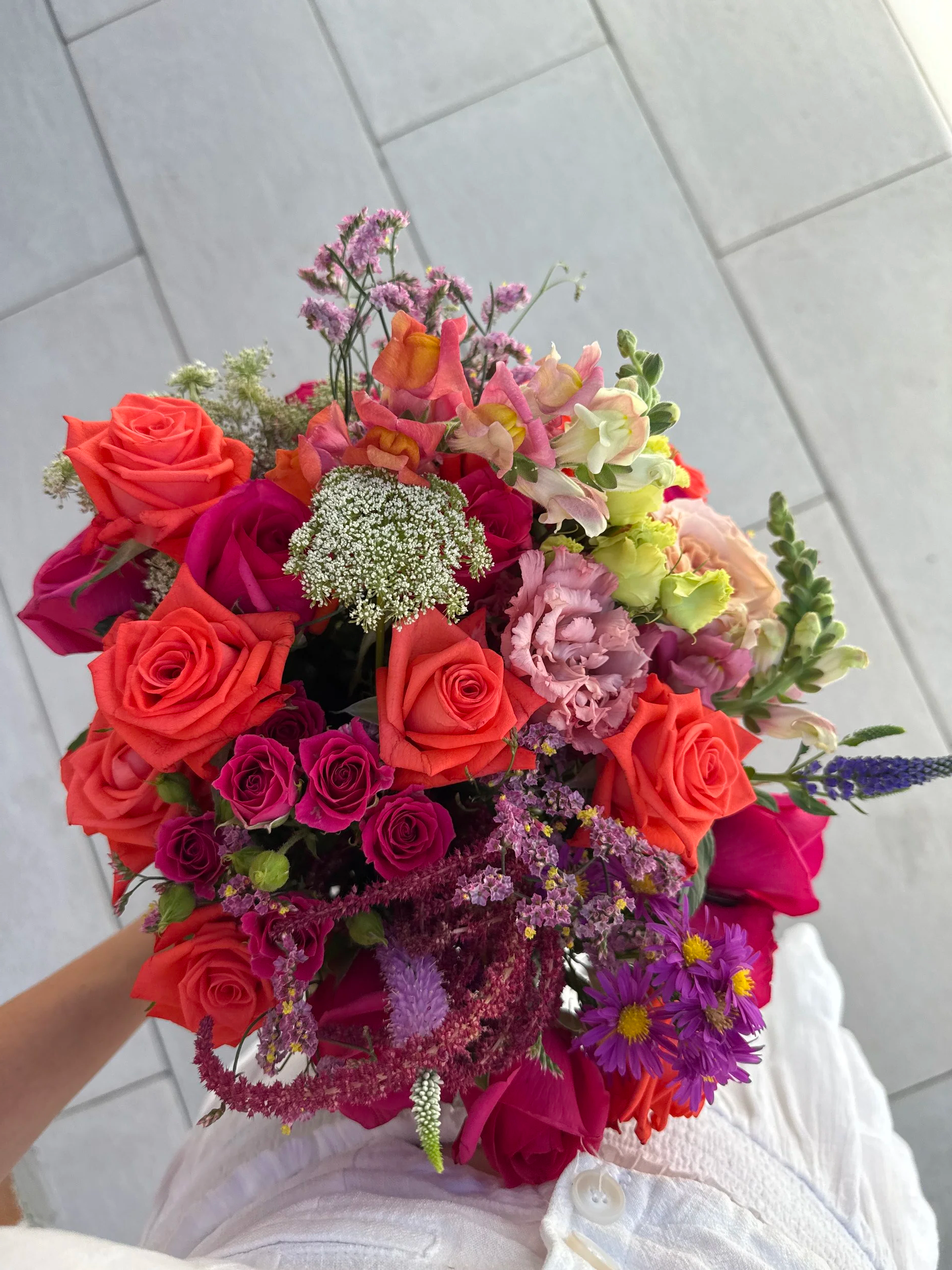 colourful lower bouquet with roses