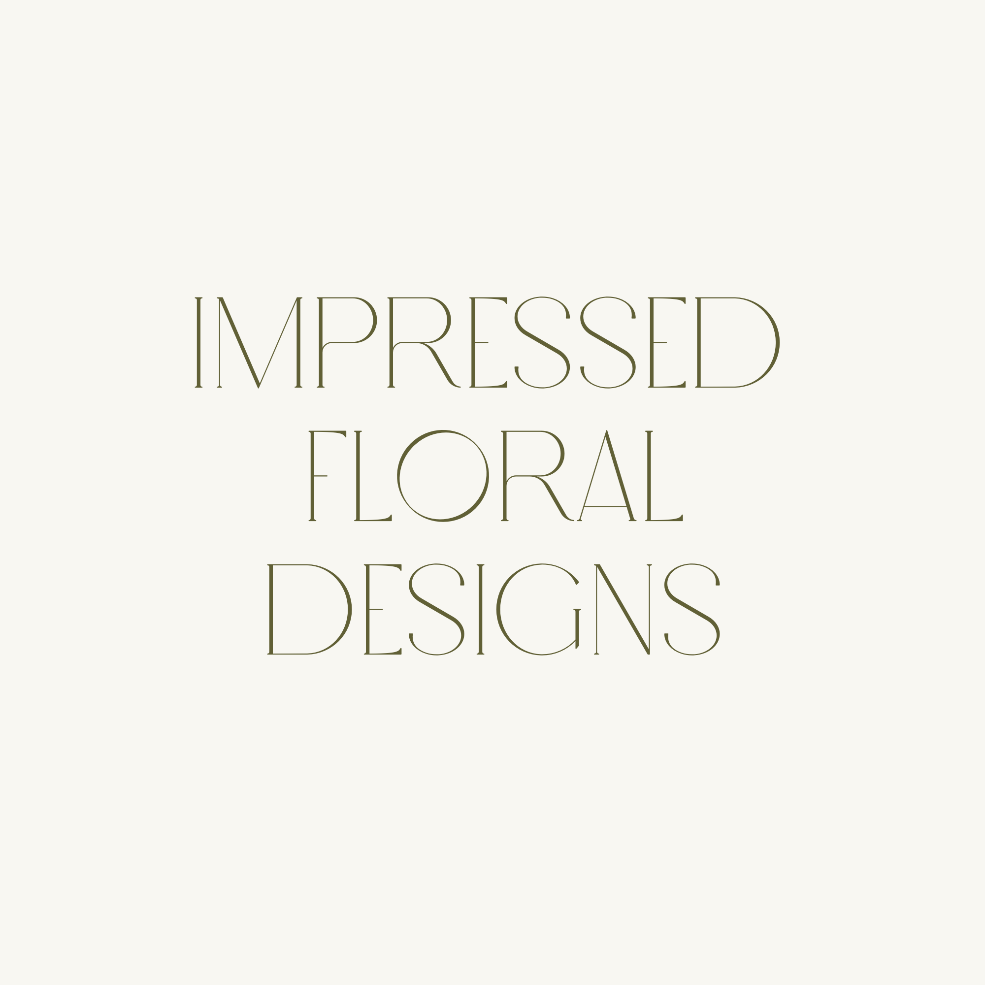 Text on a light background that says 'IMPRESED FORAL DESIGNS' in large, stylish font.