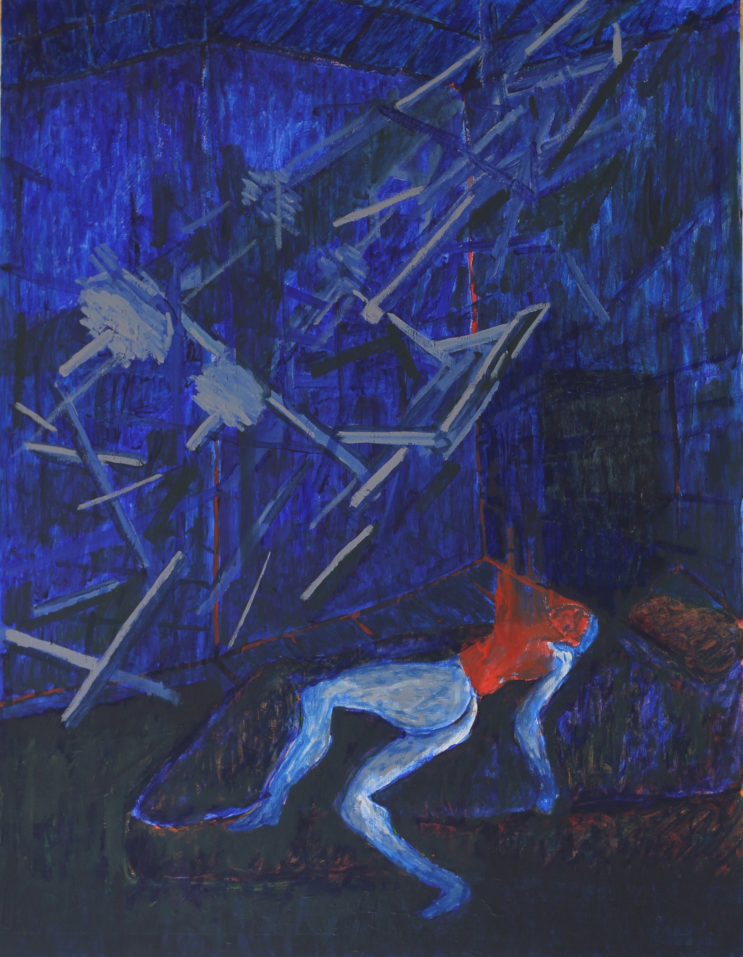 Weight Of Blue; 2026, acrylic and pigment ink on oil paper, 65x50cm