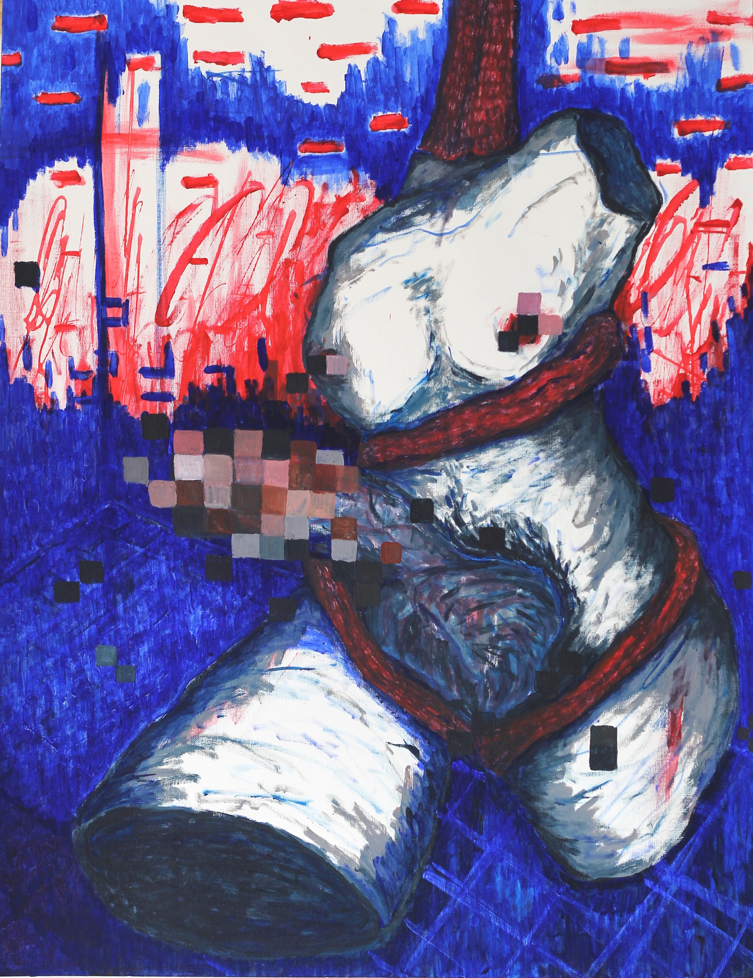 Rescue The Body; 2026, Acrylic and ink on oil paper, 65x50cm
