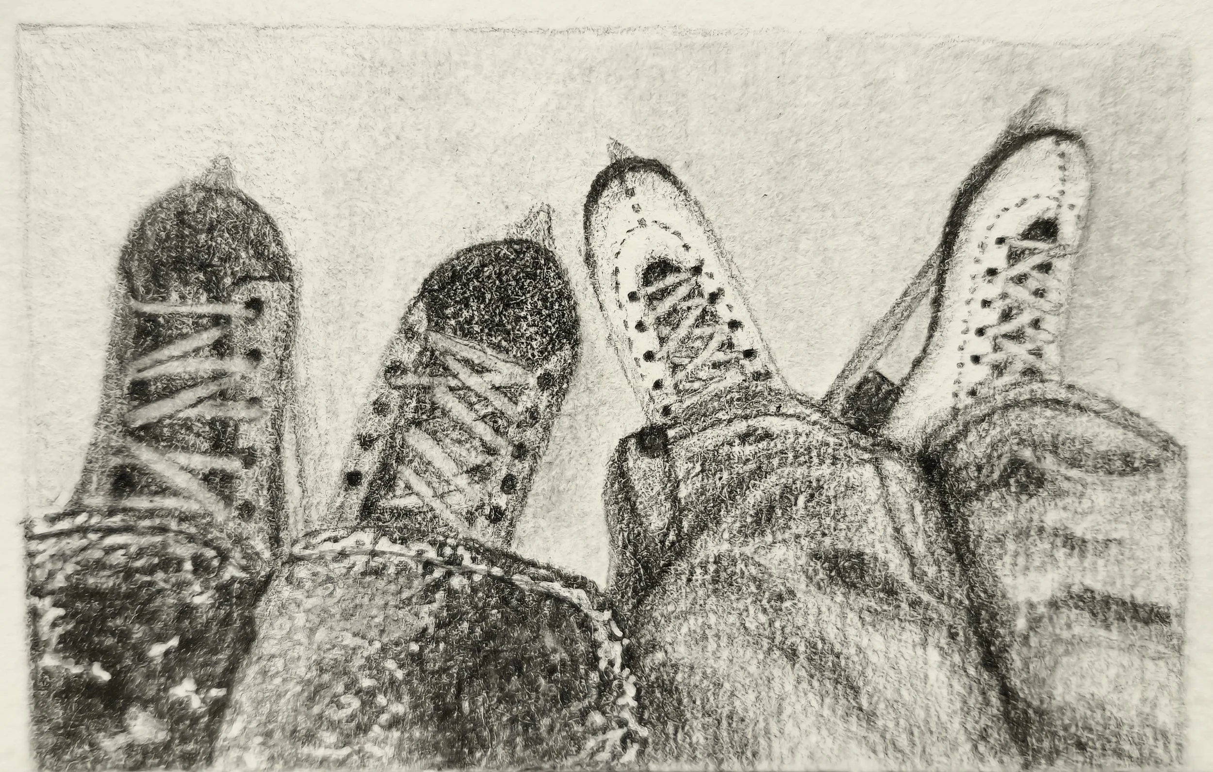 Graphite pencil, gel pen