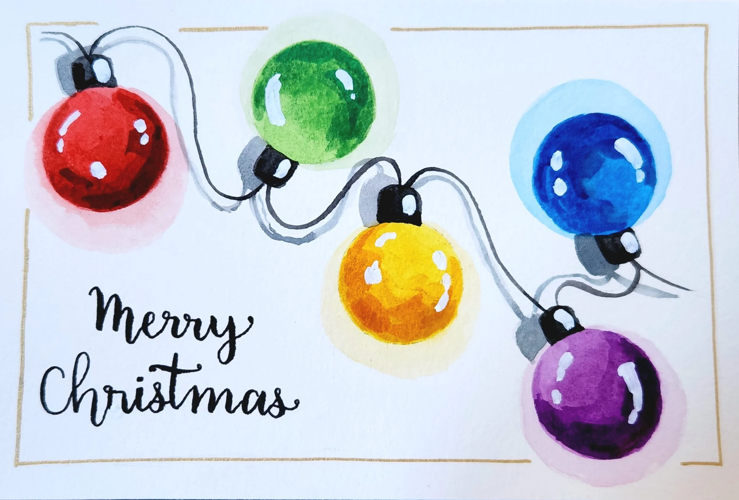 Watercolour paint, marker, gel pen