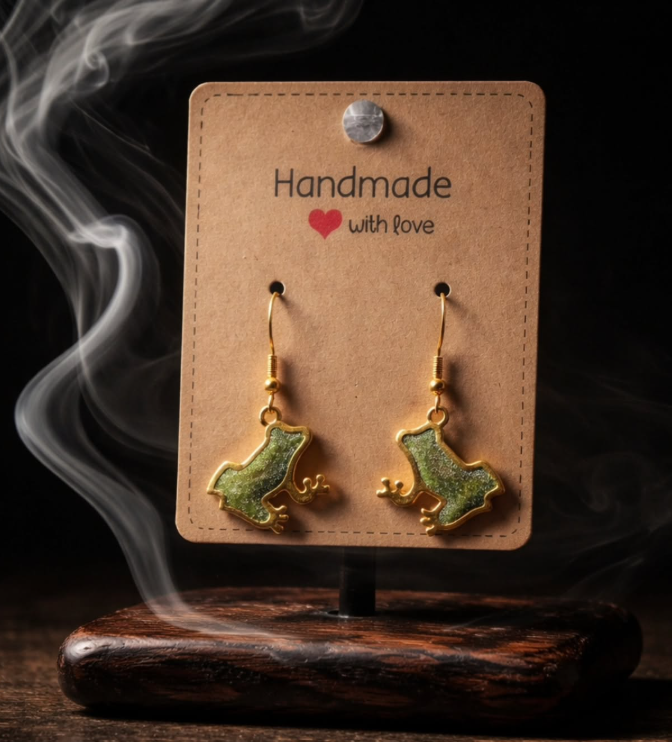 Handmade Frog Earrings
