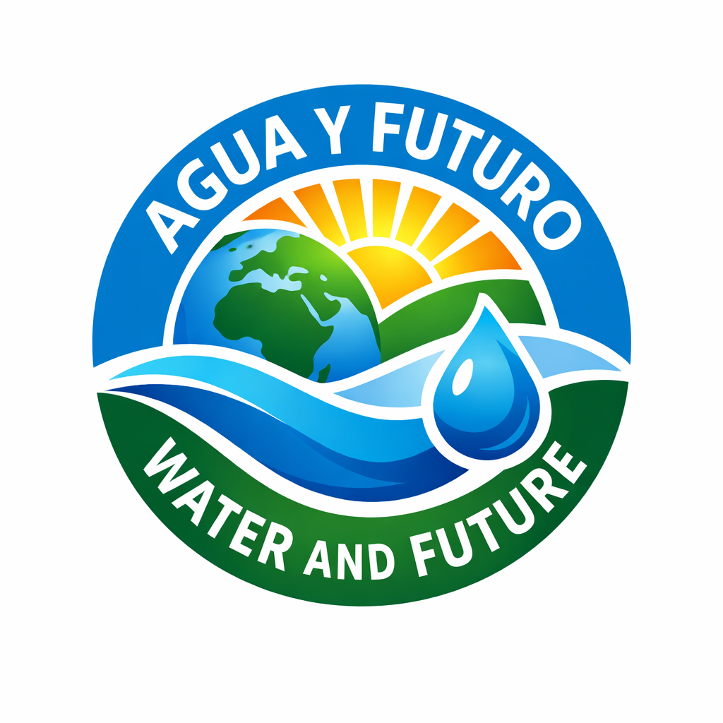 Logotipo con el texto 'Agua y Futuro' y 'Water and Future'.