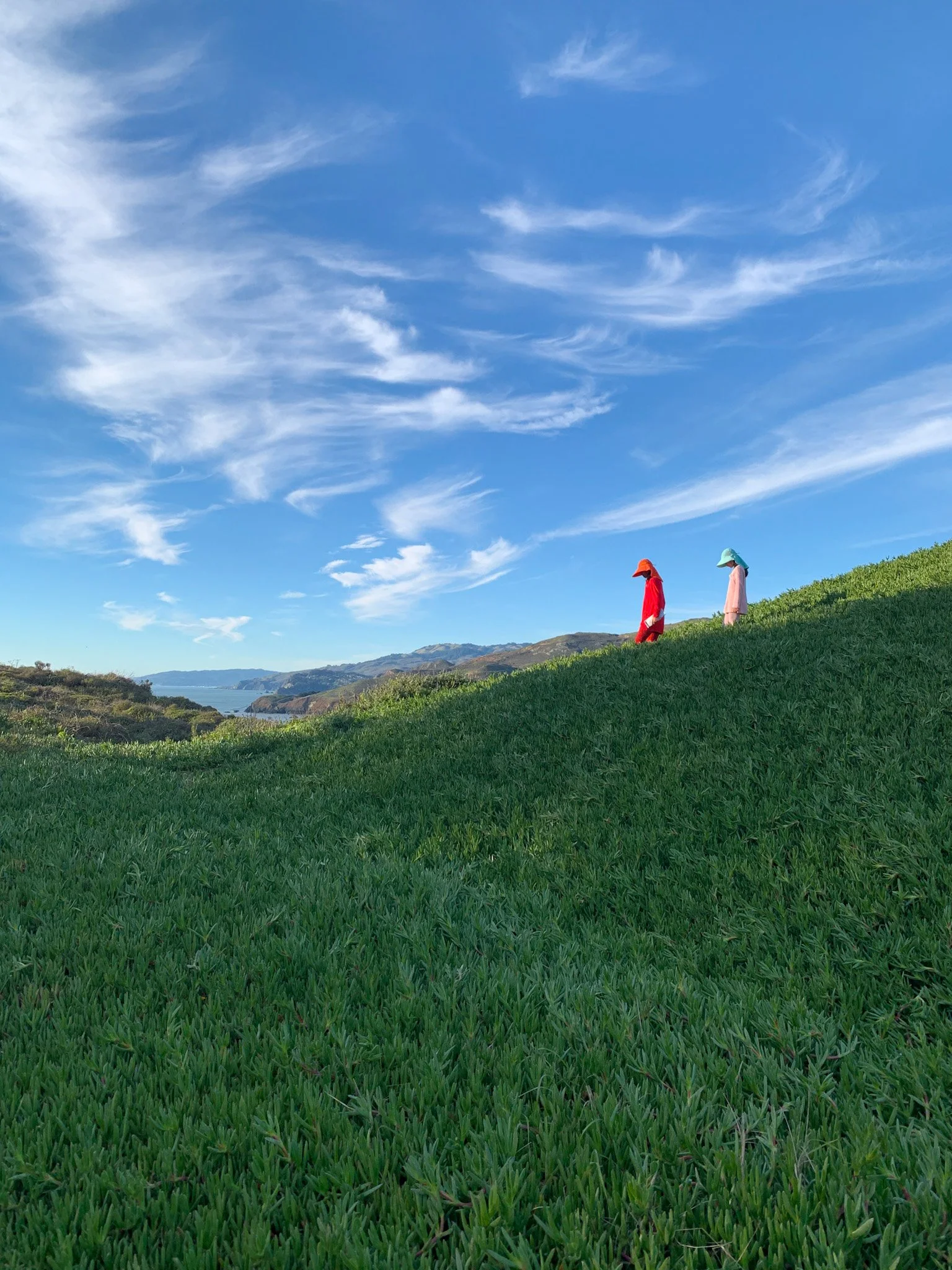 mother and daughter in the Marin Headlands area of northern California