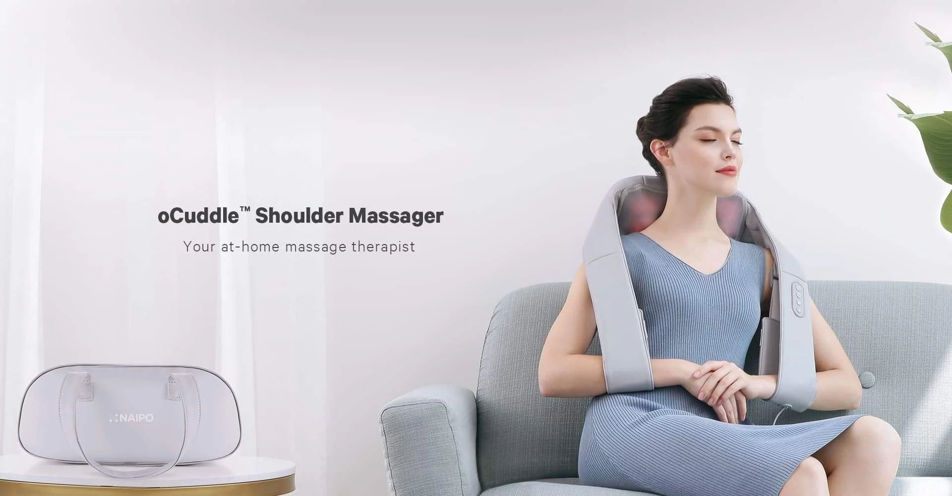 Naipo oCuddle Shoulder Massager Case Study. Industrial design and product strategy by James Design, transforming a factory generic into a market-leading smart wellness product.