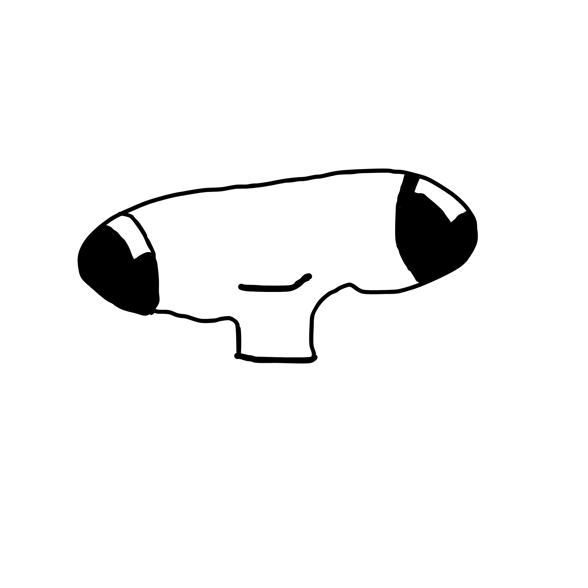 Custom cartoon styled character in black and white with a smile.