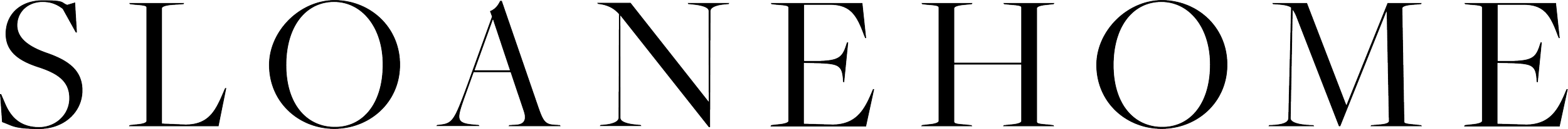 The word 'SLOANE HOME' written in large, serif font on a white background.