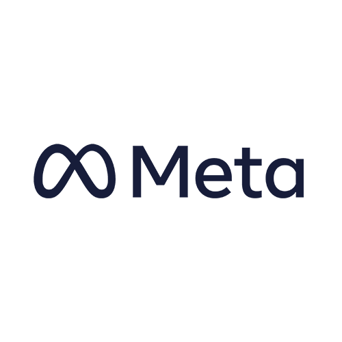 Meta logo featuring a stylized infinity symbol and the word 'Meta' in dark blue text.