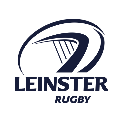 Leinster Rugby logo with a stylized 'L' and rugby ball design.