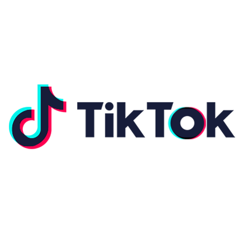 TikTok logo with pink and blue colors.