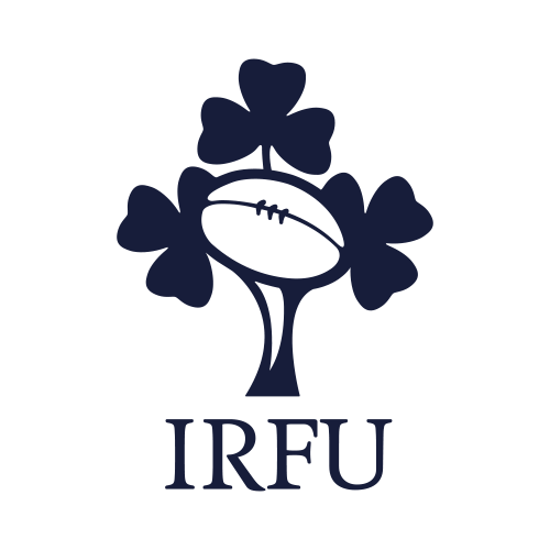 Logo with a tree made of four-leaf clovers and a football, with the letters 'IRFU' below.