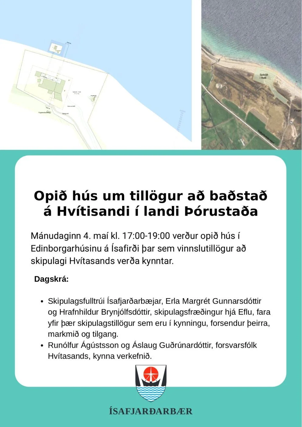 Ísafjarðarbær: Opið hús um tillögur að baðstað á Hvítasandi