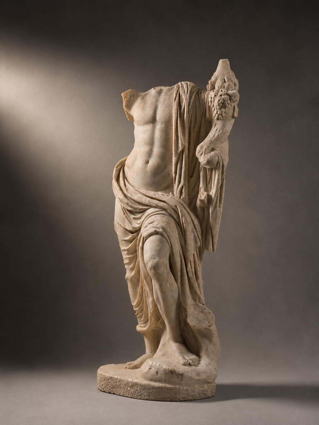 MONUMENTAL MARBLE FIGURE OF BONUS EVENTUS, Roman Empire, 2nd Century A.D.