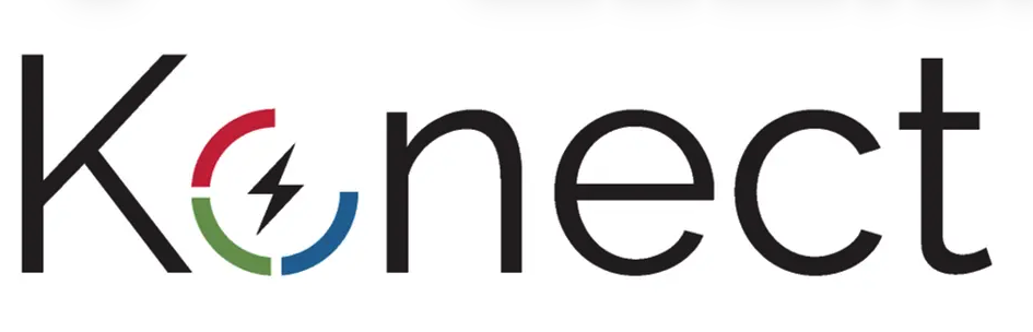 The word 'Konekt' with a stylized 'o' featuring colored sections and a lightning bolt in the center.