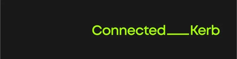 Text that says "Connected__Kerb" in bright green font on a black background.