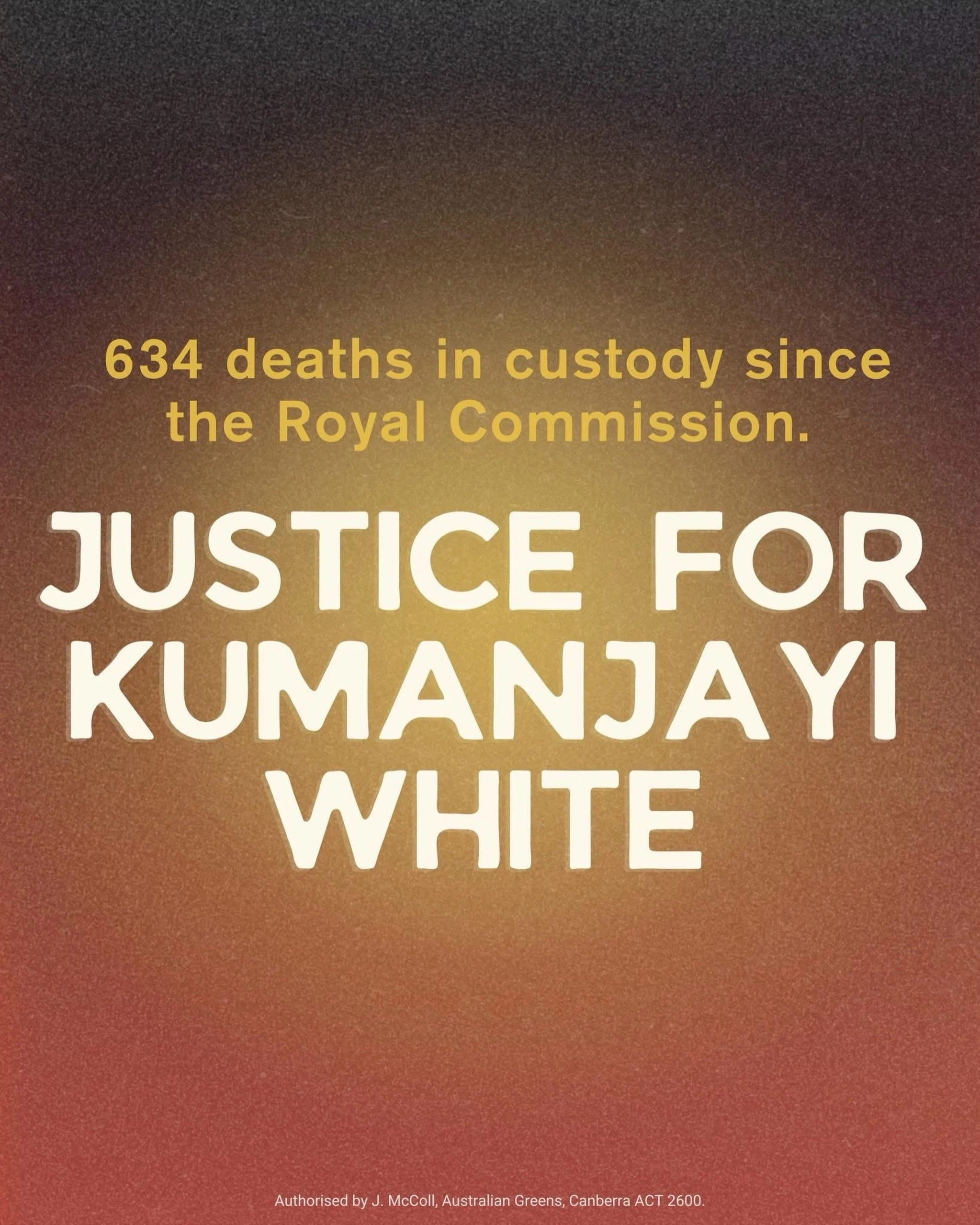 No charges will be laid against the police officers responsible for the death of Warlpiri man, Kumanjayi White. My heart goes out to Kumanjayi White&rsquo;s family and friends. 

634 deaths in custody since the Royal Commission. No police or prison o