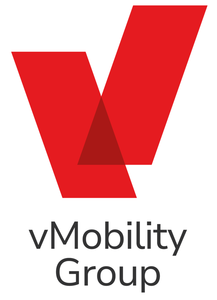 The vMobility Group logo featuring a stylized red V shape and the company's name in black text.