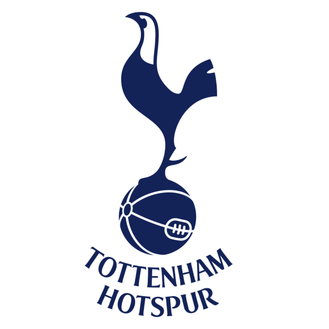 The Tottenham Hotspur football club logo featuring a navy blue cockerel standing on a football, with the club's name written below.