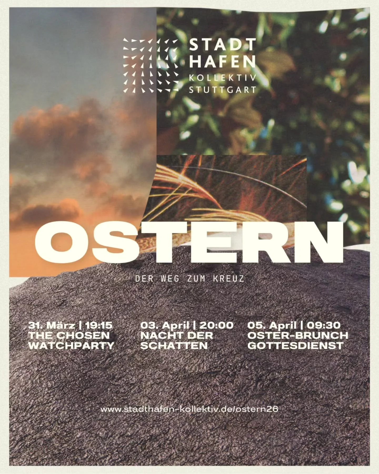 Eine Geschichte, die alles ver&auml;ndert. Vielleicht auch deine? 

Herzliche Einladung zu unseren Oster-Treffen. 🤲🏻

🎬 The Chosen Watchparty
📅 Di, 31. M&auml;rz | 19:15 Uhr

🌑 Nacht der Schatten
📅 Fr, 3. April | 20:00 Uhr

🥐 Oster-Brunch-Gott